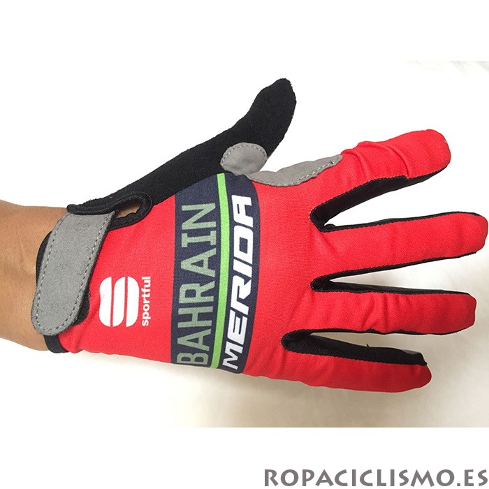 2020 Bahrain-merida Guantes Largos Rojo